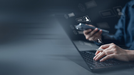 Live chat customer support. Online assistance support. Customer service concept. Help technology.