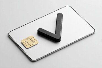 Credit Card with Check Mark Symbolizing Approval, Success, Payment Accepted on Clean White Background