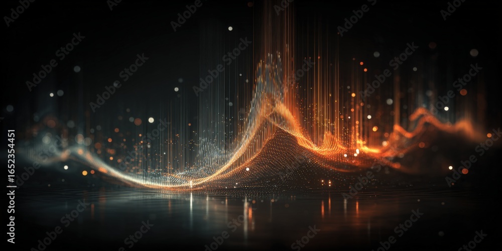 Poster abstract data stream visualization: futuristic waveform background for technology, science, and data