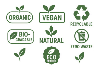 Eco-Friendly Label Vector Set – Organic, Vegan and Sustainable Badges