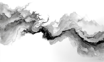Mystical Ink Wash Illustration, River Flow and Smoke Texture