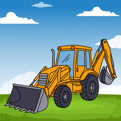 Backhoe Loader Construction Heavy Equipment Cartoon