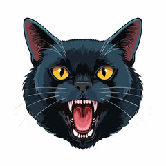 Obraz premium A screaming angry black cat. Retro vector illustration for poster design.