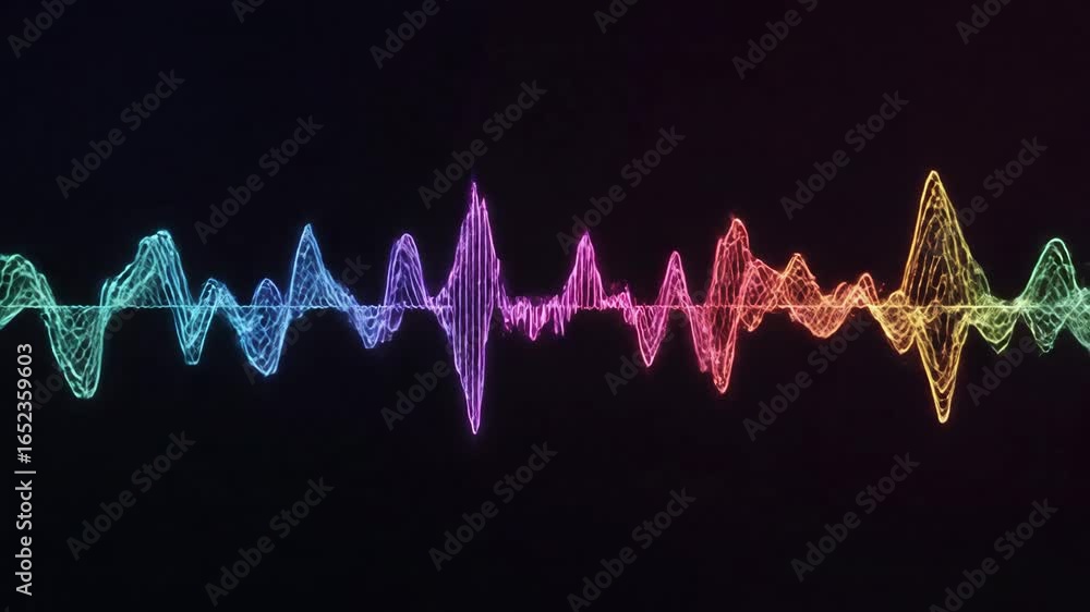 Aufkleber abstract vibrating sound waves animation - a mesmerizing animation of colorful sound waves vibrates 