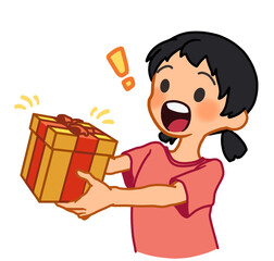 プレゼントをもらって喜ぶこども　女の子