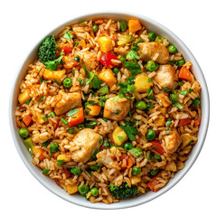 fried rice with vegetables on transparent png background