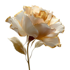 Elegant golden rose with delicate petals and intricate details in a soft, luminous glow