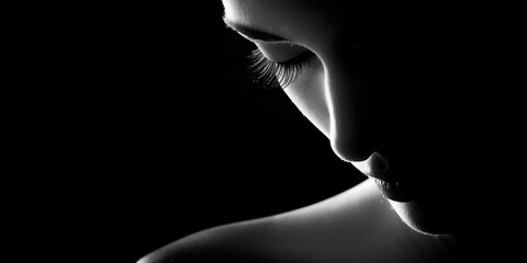 Soft Silhouette of a Feminine Figure with Closed Eyes