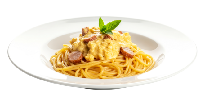 creamy sausage pasta delicious transparent background for menu design