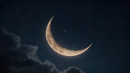 Fototapeta premium Ultra realistic astrophotography of smiling crescent moon