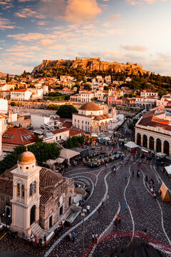 Monastiraki Square at sunset, Athens