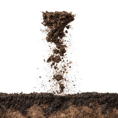 Soil particles suspended mid-air demonstrating erosion effects during a drought in a natural landscape