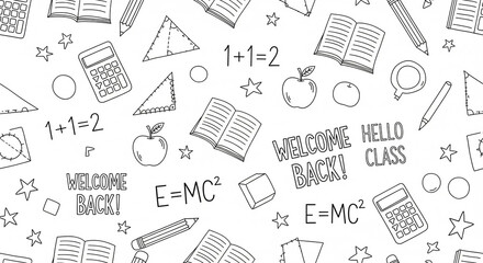 Vibrant pattern of school supplies and learning icons for an exciting educational theme