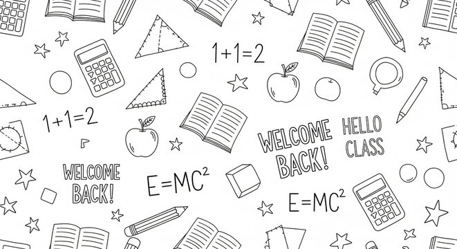 Vibrant pattern of school supplies and learning icons for an exciting educational theme - Powered by Adobe