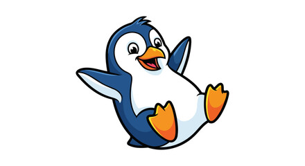 Obraz premium happy penguin on transparent background fun vector illustration for kids