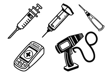 Obraz premium Medical equipment and tools isolated on white background for healthcare