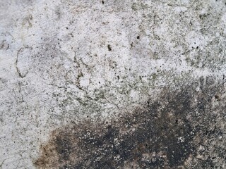 The image shows a close-up of a weathered, textured surface, likely concrete or stone, with cracks, dirt, and discoloration.
