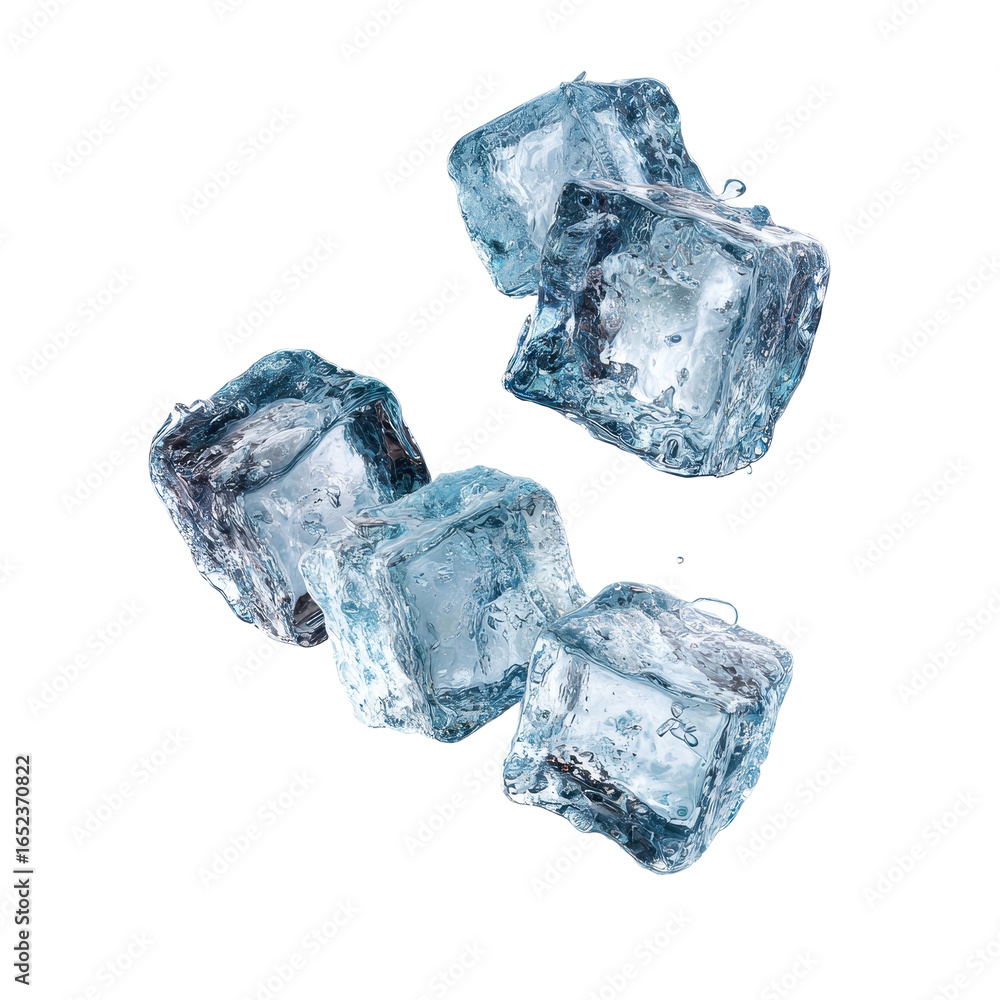 Aufkleber ice cubes splashing in water creating refreshing droplets and appeal for summer beverages in bright 