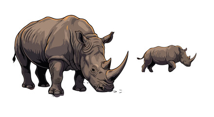 Obraz premium powerful rhino vector illustration transparent background for design projects