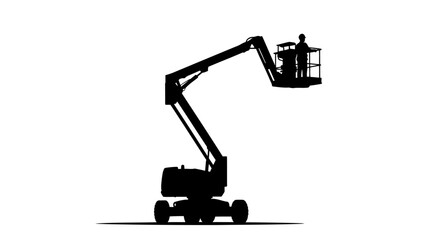aerial work platform silhouette transparent background vector illustration
