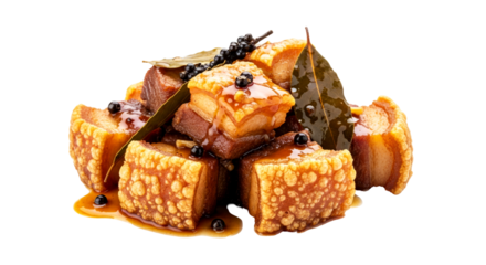 crispy pork belly cubes delicious asian braised transparent background image