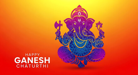 Ganesha illustration with happy Ganesh Chaturthi text