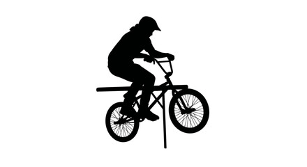 Obraz premium bmx rider silhouette transparent background vector for action sports design