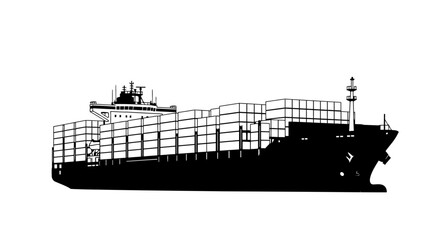 Obraz premium cargo ship silhouette transparent background vector illustration for design projects