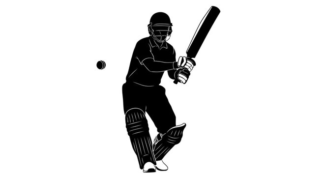dynamic cricket batsman silhouette transparent background vector illustration