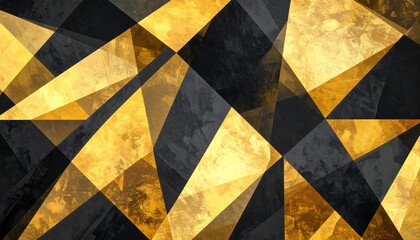 Abstract geometric pattern of gold and black triangles