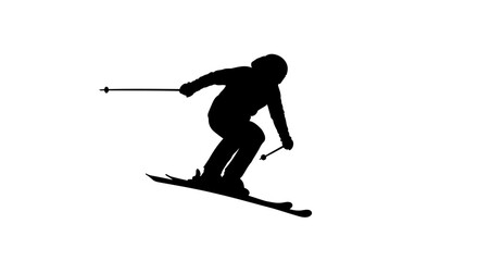 dynamic skier silhouette transparent background vector illustration