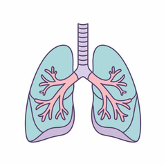 Stylized illustration of the human respiratory system, showcasing the lungs and trachea with a simplified, clean design.