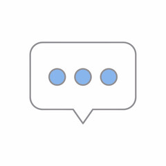 A simple, clean graphic icon representing a speech bubble with three blue dots, suggesting ongoing conversation or a pending message.