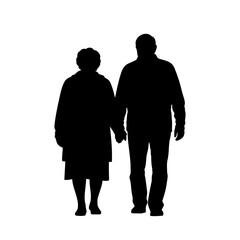 elegant senior couple silhouette transparent background for design projects