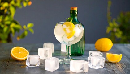 Refreshing summer drink on a rustic table
