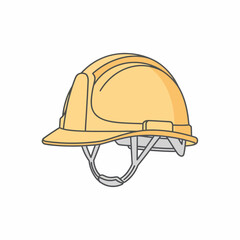 A yellow safety hard hat with a protective brim and adjustable suspension system, isolated on a white background.