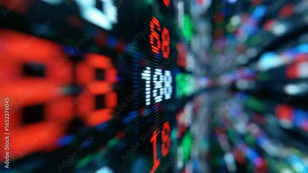 Poster analysis of stock market data visualizations at night showcasing vibrant trading patterns and trends