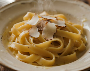 Tajarin pasta with butter sauce and shaved white truffle