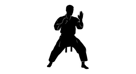 Obraz premium powerful karate silhouette transparent background vector illustration