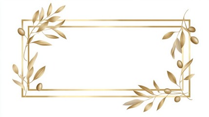 Olive Branch Frame On White Background