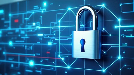 Ai driven security system with blockchain technology enhances logistics protection digital padlock glowing network
 - Powered by Adobe