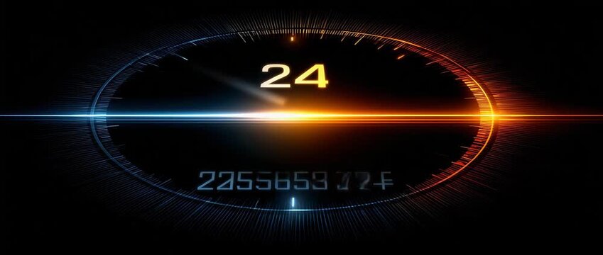 A scene-style image of a luminous 24-hour display highlights the smooth transition between warm and cool hues, which stand in for the phases of a biological clock.