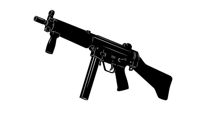 submachine gun silhouette transparent background vector illustration