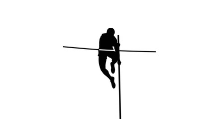 transparent background pole vaulter silhouette dynamic action vector