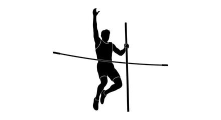 Fototapeta premium transparent background pole vaulter silhouette dynamic action vector