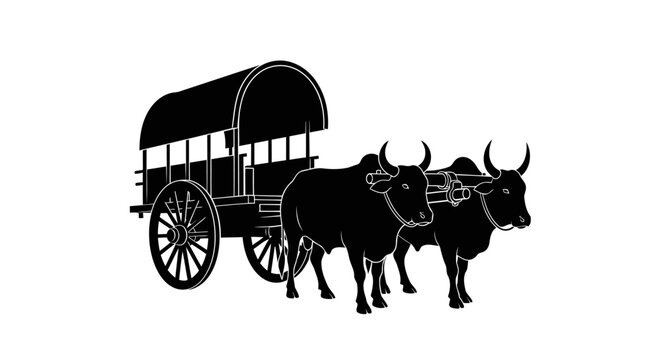 transparent background ox cart illustration authentic asian oxdrawn wagon