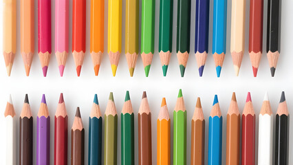 Colored pencils positioned facing each other.