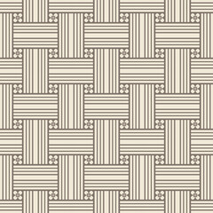 Japanese Weave Line Flower Vector Seamless Pattern