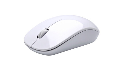 A wireless black optical computer mouse, a modern electronic device, is isolated on a white background
