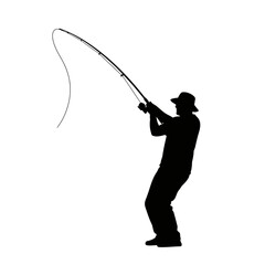 transparent fisherman silhouette casting a line for design success